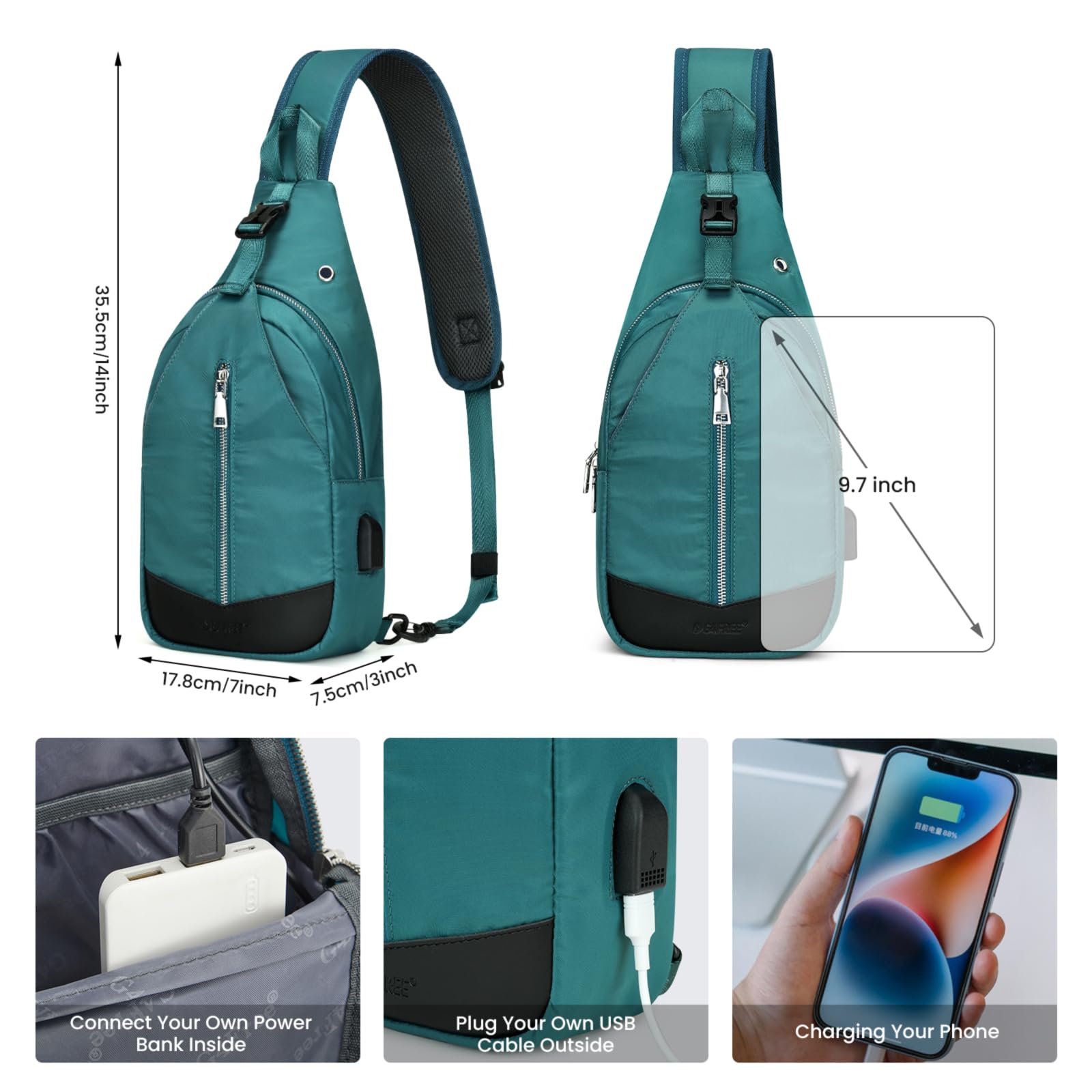 G4Free - G4Free Sling Bag RFID Blocking Crossbody Sling Bag -TN23B196C