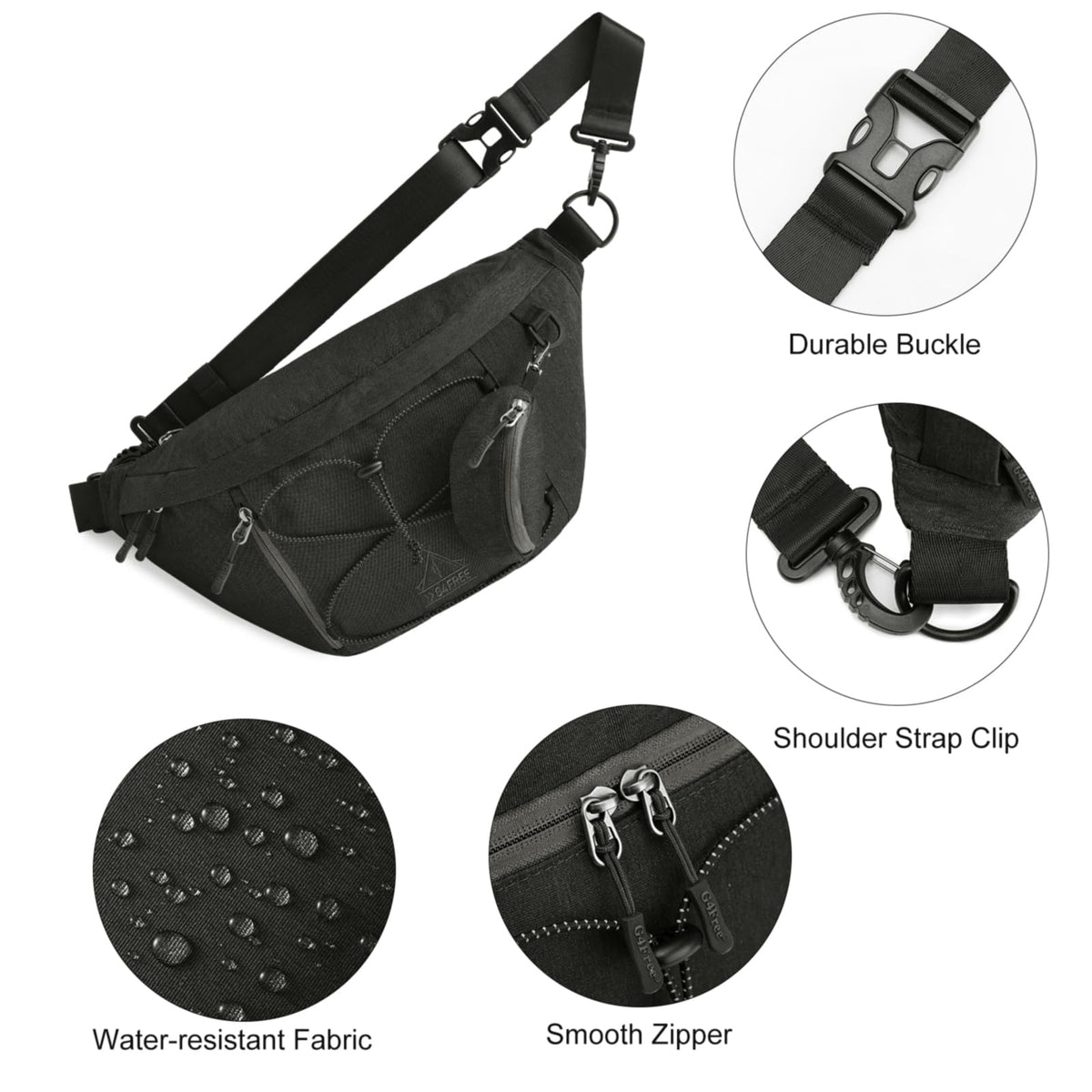 G4Free - G4Free Sling Bag RFID Blocking Over Shoulder Belt Bag -TN23B200A