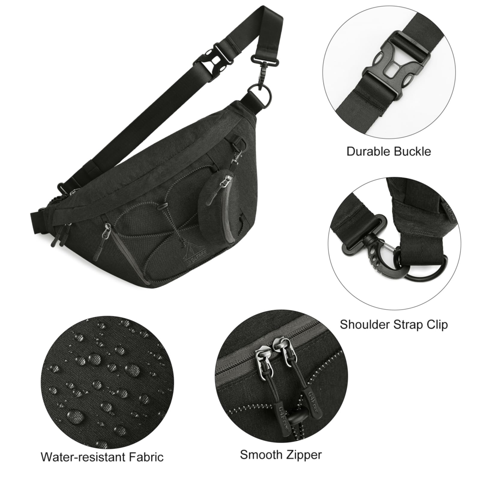 G4Free - G4Free Sling Bag RFID Blocking Over Shoulder Belt Bag -TN23B200A