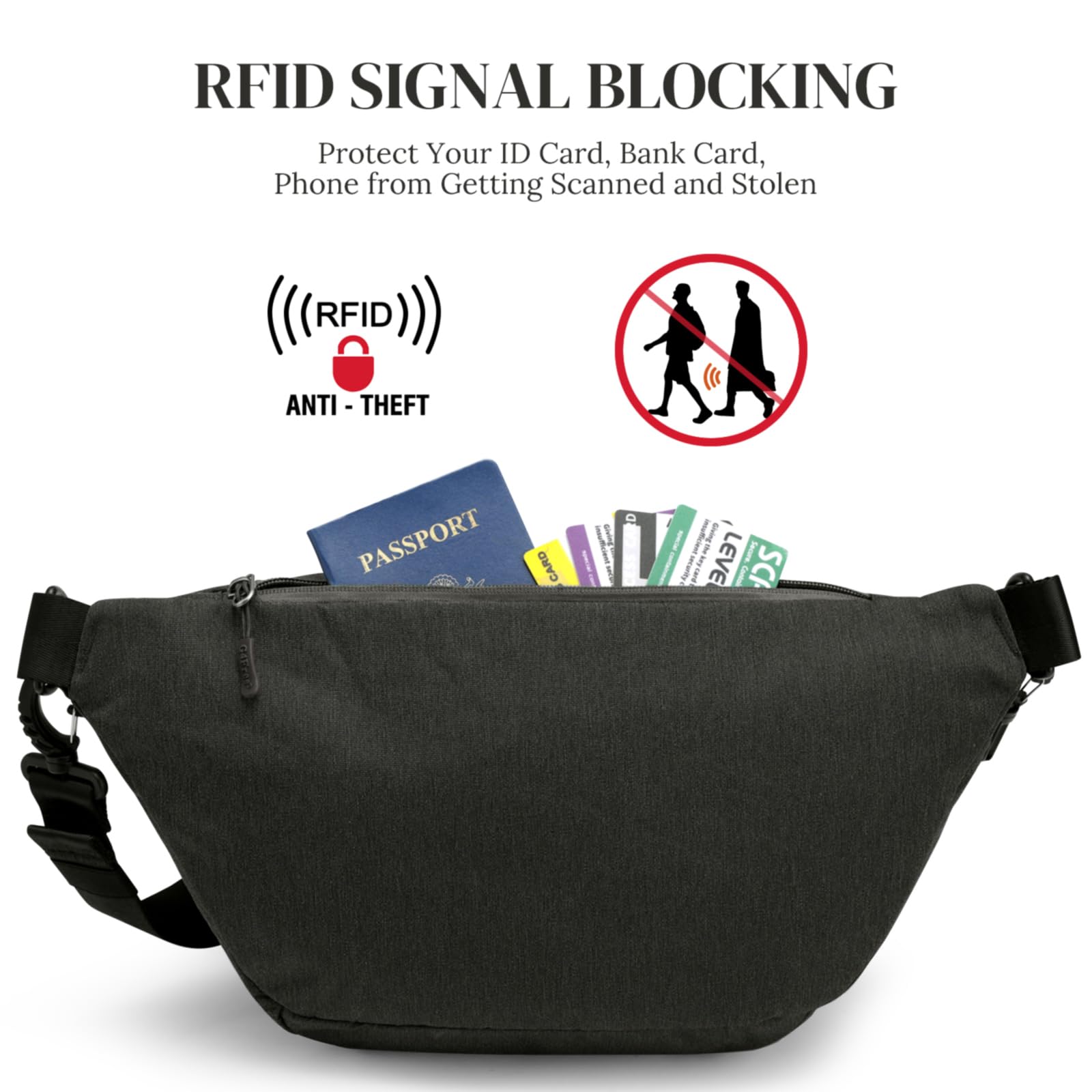 G4Free - G4Free Sling Bag RFID Blocking Over Shoulder Belt Bag -TN23B200A
