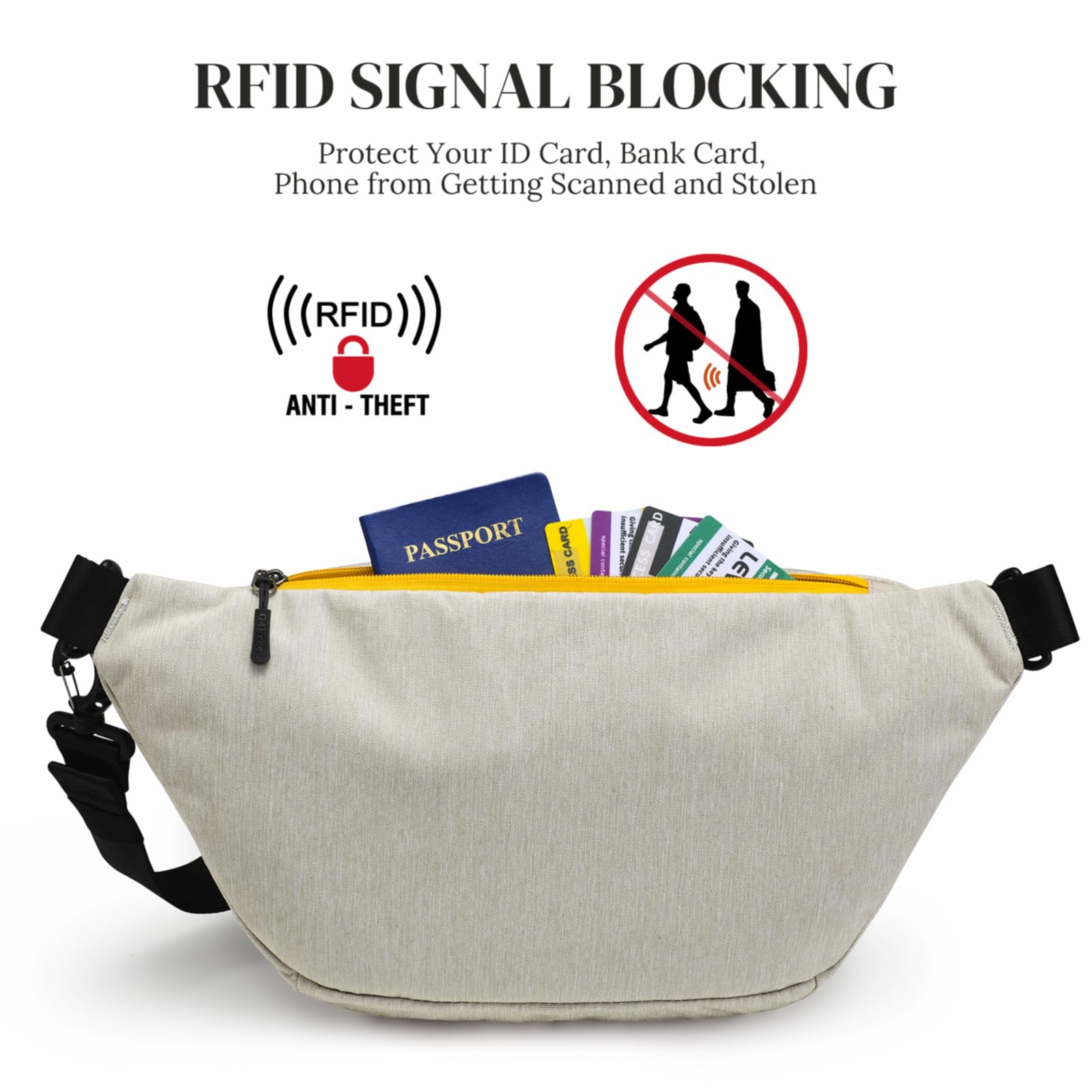 G4Free - G4Free Sling Bag RFID Blocking Over Shoulder Belt Bag -TN23B200A