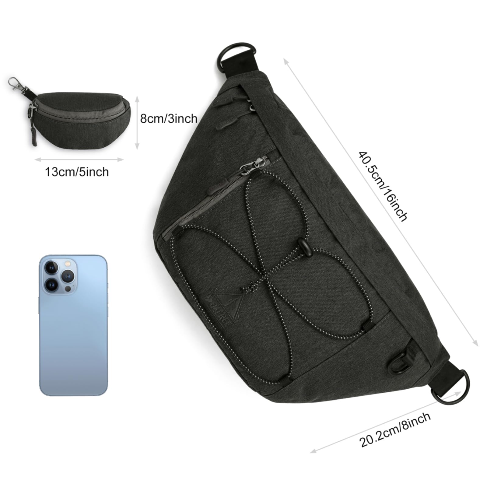 G4Free - G4Free Sling Bag RFID Blocking Over Shoulder Belt Bag -TN23B200A