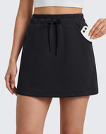 G4Free - G4Free Smoofit 16" Modal Soft A Line Sweat Skirt Elastic Drawstring with Pockets -GF26S966A001A-S
