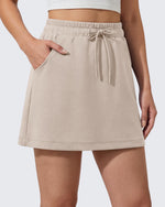 G4Free - G4Free Smoofit 16" Modal Soft A Line Sweat Skirt Elastic Drawstring with Pockets -GF26S966A001A-S