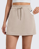 G4Free - G4Free Smoofit 16" Modal Soft A Line Sweat Skirt Elastic Drawstring with Pockets -GF26S966A001A-S