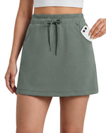 G4Free - G4Free Smoofit 16" Modal Soft A Line Sweat Skirt Elastic Drawstring with Pockets -GF26S966A001A-S