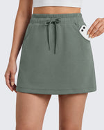 G4Free - G4Free Smoofit 16" Modal Soft A Line Sweat Skirt Elastic Drawstring with Pockets -GF26S966A001A-S