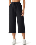 G4Free - G4Free Smoofit Drawstring Wide Leg Capri Pants with Pockets -GF26J907A001A-S