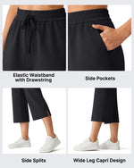 G4Free - G4Free Smoofit Drawstring Wide Leg Capri Pants with Pockets -GF26J907A001A-S