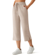G4Free - G4Free Smoofit Drawstring Wide Leg Capri Pants with Pockets -GF26J907A001A-S