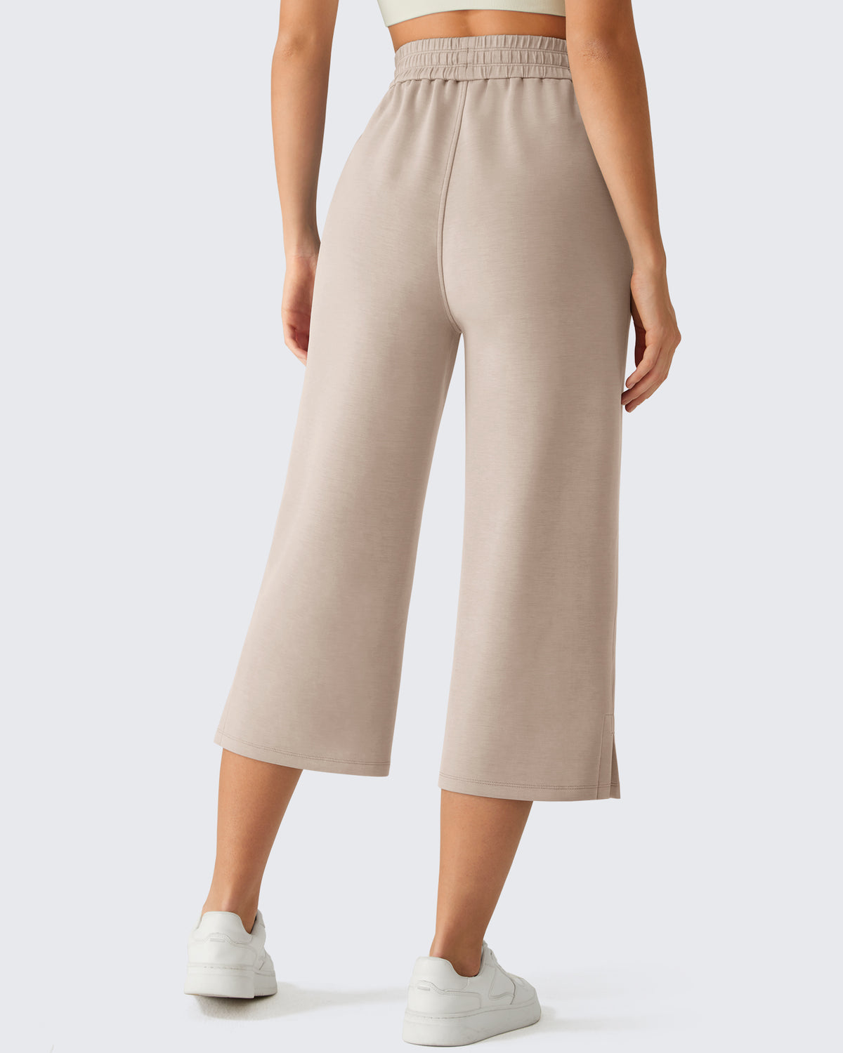 G4Free - G4Free Smoofit Drawstring Wide Leg Capri Pants with Pockets -GF26J907A001A-S