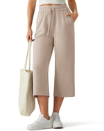 G4Free - G4Free Smoofit Drawstring Wide Leg Capri Pants with Pockets -GF26J907A001A-S