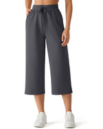 G4Free - G4Free Smoofit Drawstring Wide Leg Capri Pants with Pockets -GF26J907C001A-S