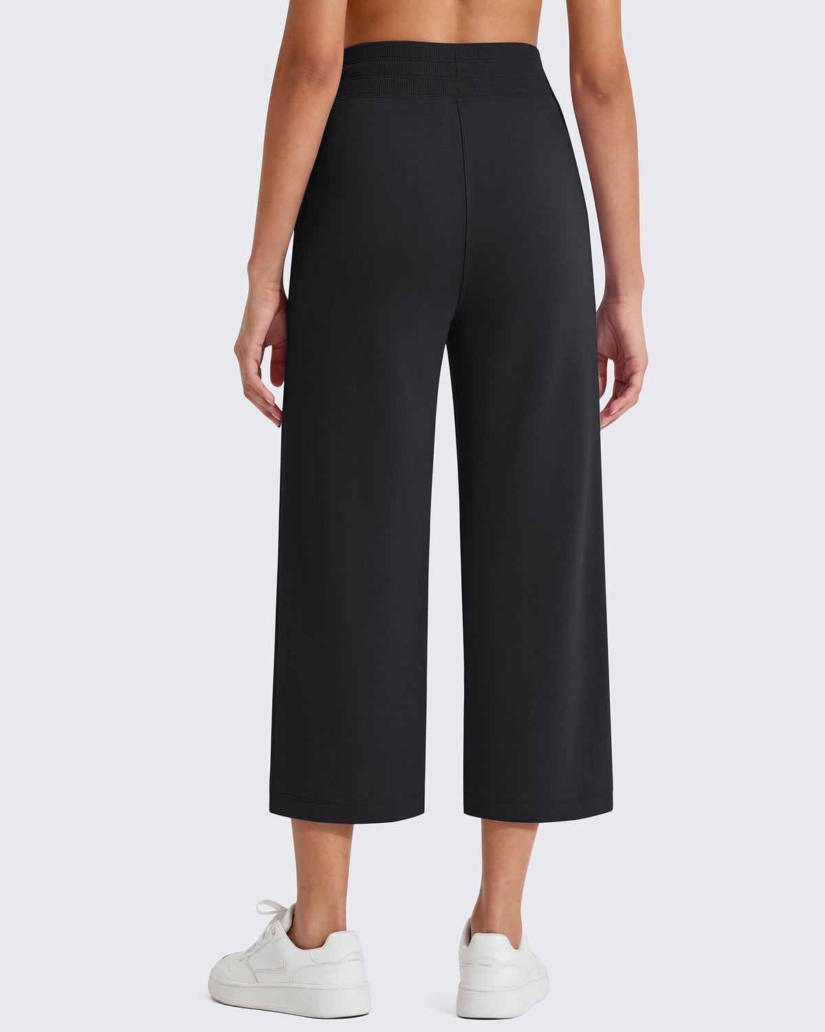 G4Free - G4Free Smoofit High Waisted Drawstring Wide Leg Capris with Pockets -GF26J982A001A-S