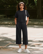 G4Free - G4Free Smoofit High Waisted Drawstring Wide Leg Capris with Pockets -GF26J982A001A-S