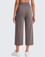 G4Free - G4Free Smoofit High Waisted Drawstring Wide Leg Capris with Pockets -GF26J982A001A-S