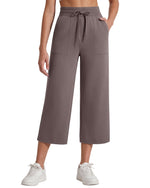 G4Free - G4Free Smoofit High Waisted Drawstring Wide Leg Capris with Pockets -GF26J982A001A-S