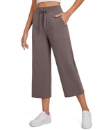 G4Free - G4Free Smoofit High Waisted Drawstring Wide Leg Capris with Pockets -GF26J982A001A-S