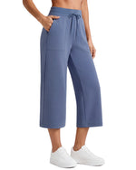 G4Free - G4Free Smoofit High Waisted Drawstring Wide Leg Capris with Pockets -GF26J982A001A-S