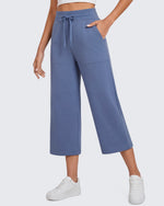 G4Free - G4Free Smoofit High Waisted Drawstring Wide Leg Capris with Pockets -GF26J982A001A-S