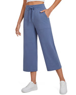 G4Free - G4Free Smoofit High Waisted Drawstring Wide Leg Capris with Pockets -GF26J982A001A-S