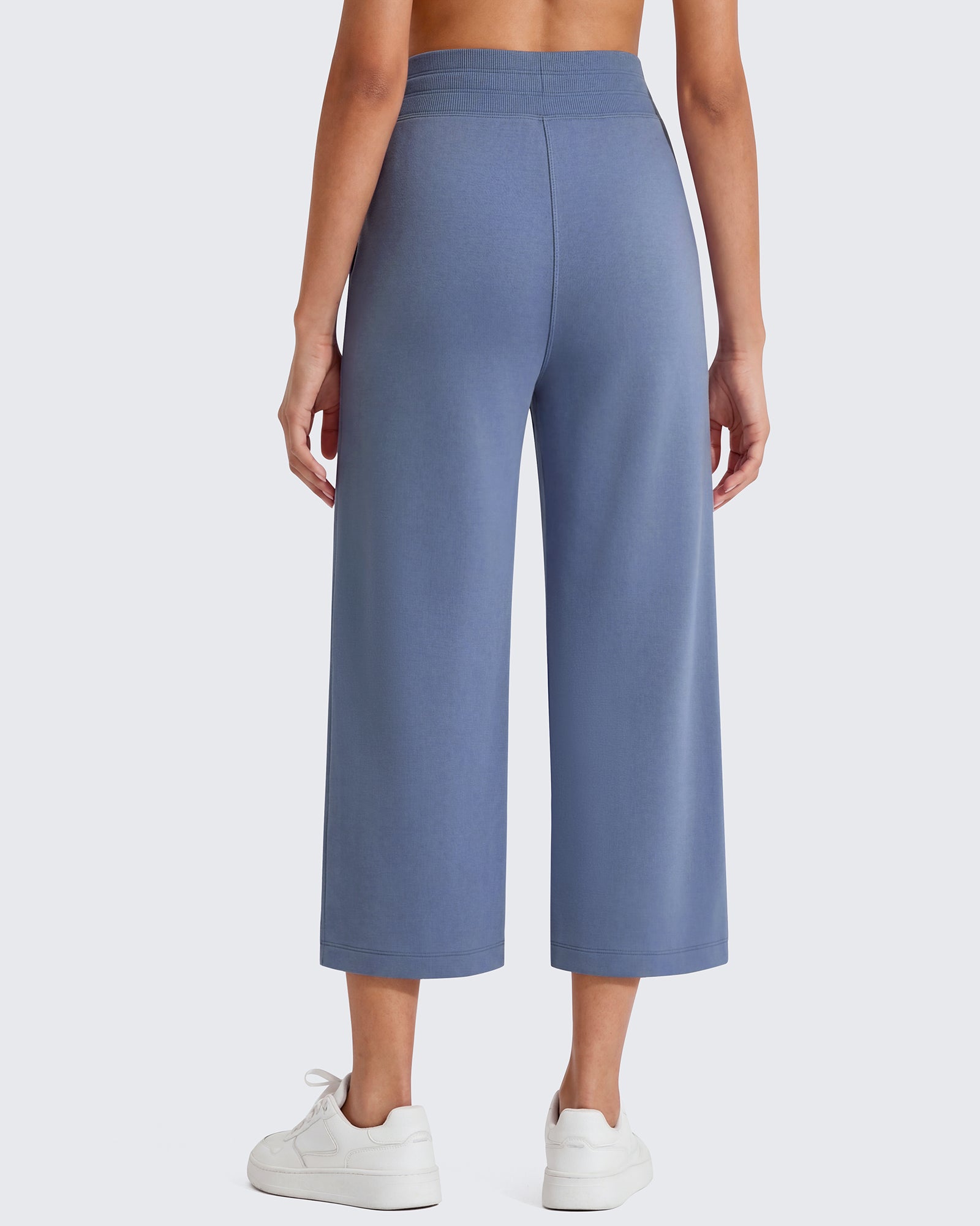 G4Free - G4Free Smoofit High Waisted Drawstring Wide Leg Capris with Pockets -GF26J982A001A-S