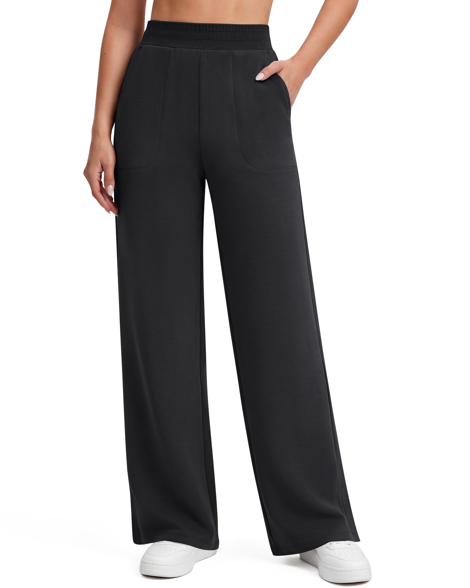 G4Free - G4Free Smoofit Modal Soft Sweatpants Ribbed Waist Side Slit with Pockets -GF26J1018A001A-S