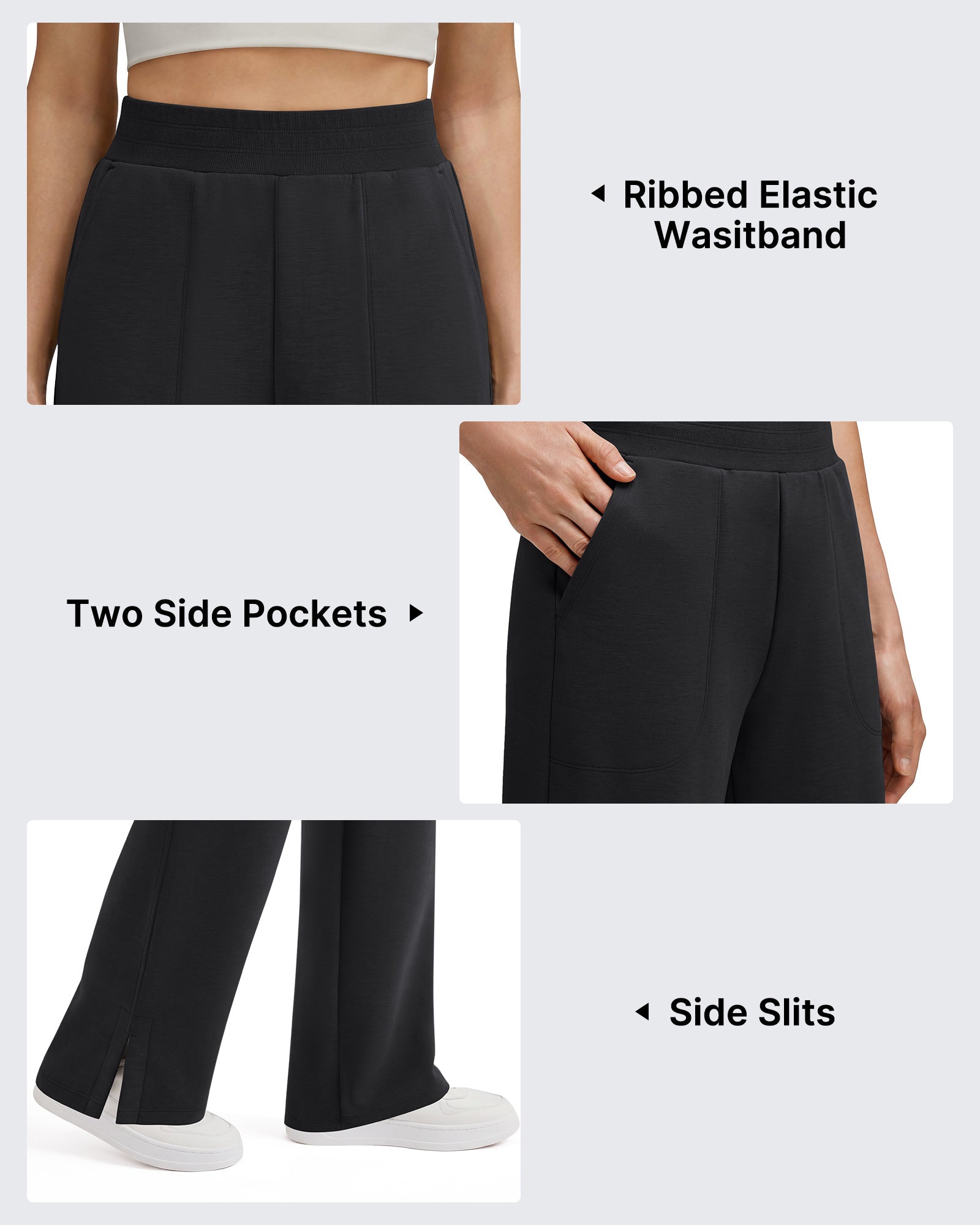 G4Free - G4Free Smoofit Modal Soft Sweatpants Ribbed Waist Side Slit with Pockets -GF26J1018A001A-S