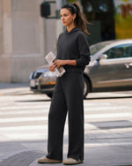G4Free - G4Free Smoofit Modal Soft Sweatpants Ribbed Waist Side Slit with Pockets -GF26J1018A001A-S