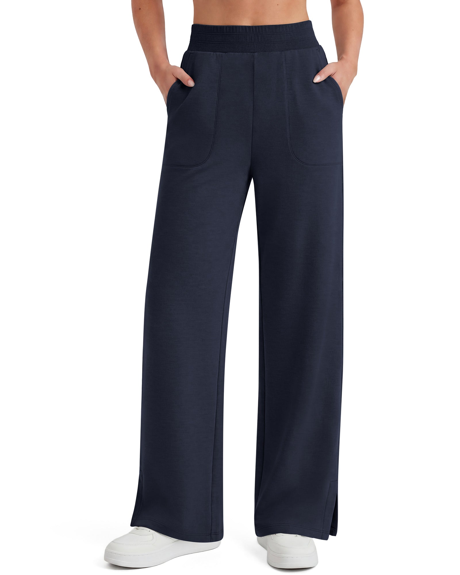 G4Free - G4Free Smoofit Modal Soft Sweatpants Ribbed Waist Side Slit with Pockets -GF26J1018A001A-S