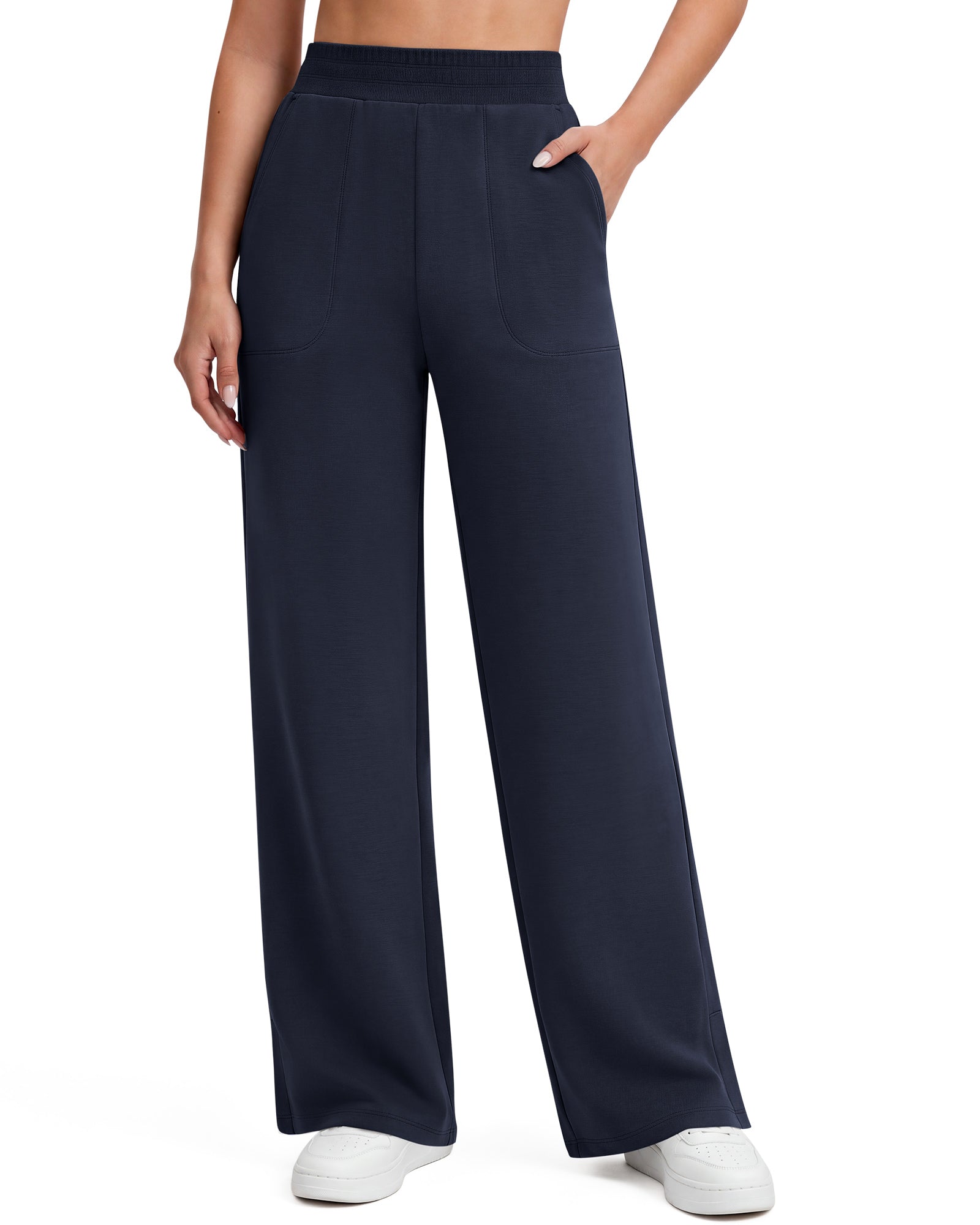 G4Free - G4Free Smoofit Modal Soft Sweatpants Ribbed Waist Side Slit with Pockets -GF26J1018A001A-S