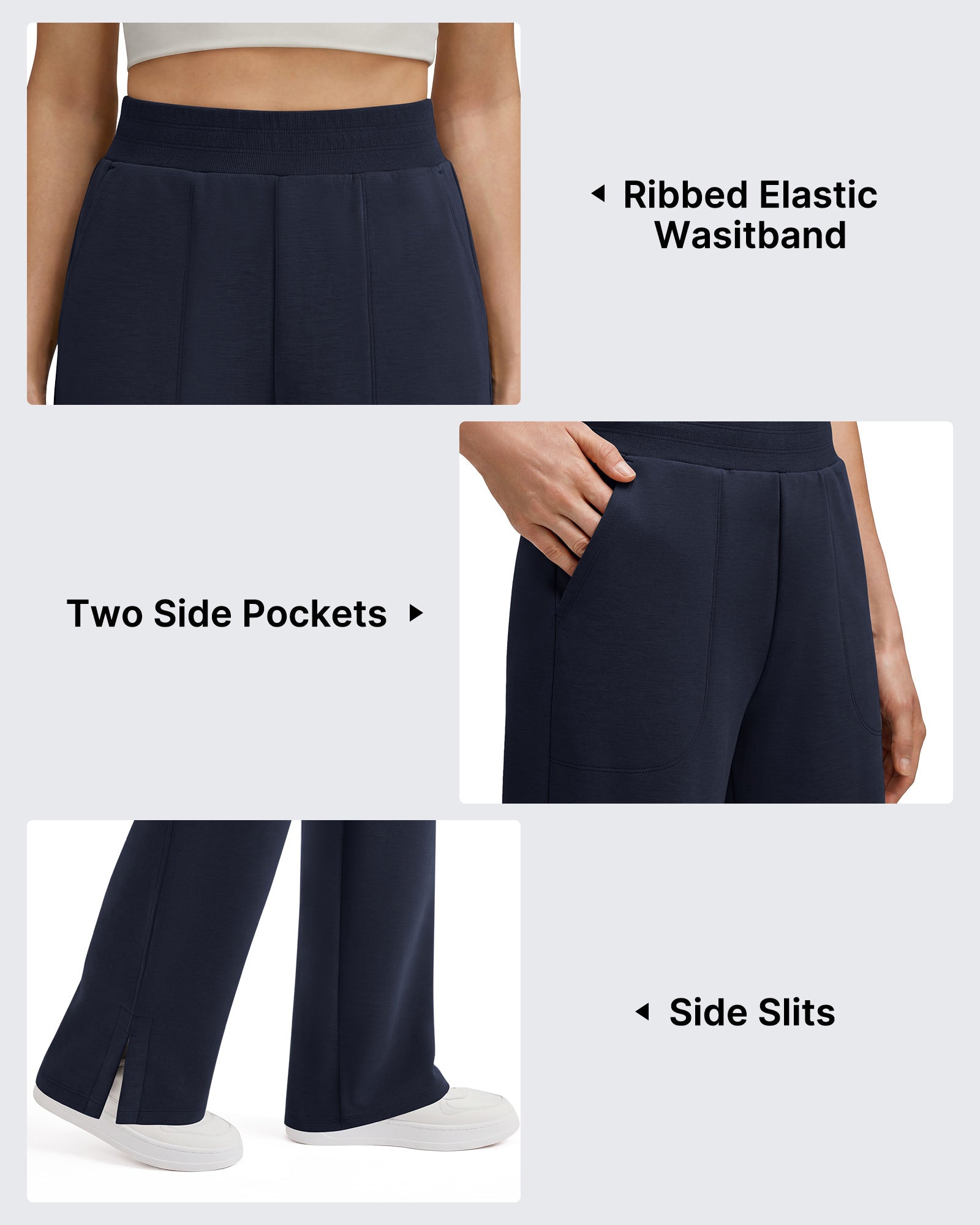 G4Free - G4Free Smoofit Modal Soft Sweatpants Ribbed Waist Side Slit with Pockets -GF26J1018A001A-S