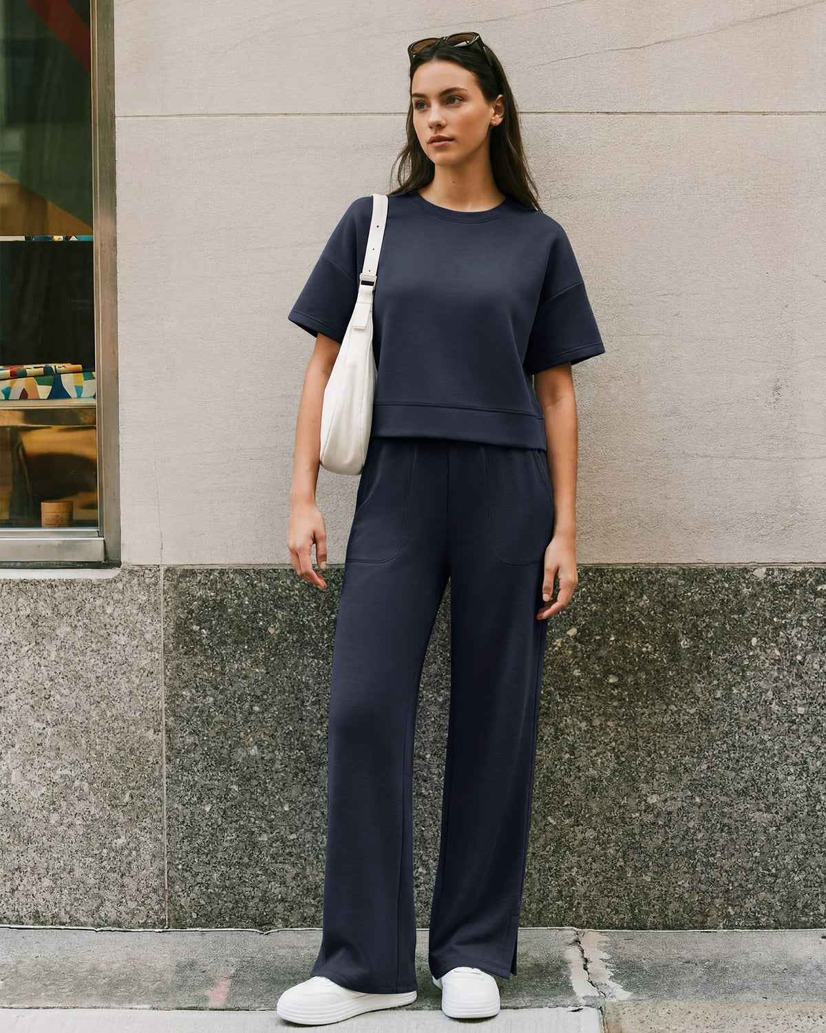 G4Free - G4Free Smoofit Modal Soft Sweatpants Ribbed Waist Side Slit with Pockets -GF26J1018A001A-S