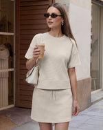 G4Free - G4Free Soft Waffle Knit Crewneck Tee Breathable Loose Fit -GF26K1003A001A-S