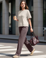 G4Free - G4Free Soft Waffle Knit Crewneck Tee Breathable Loose Fit -GF26K1003A001A-S