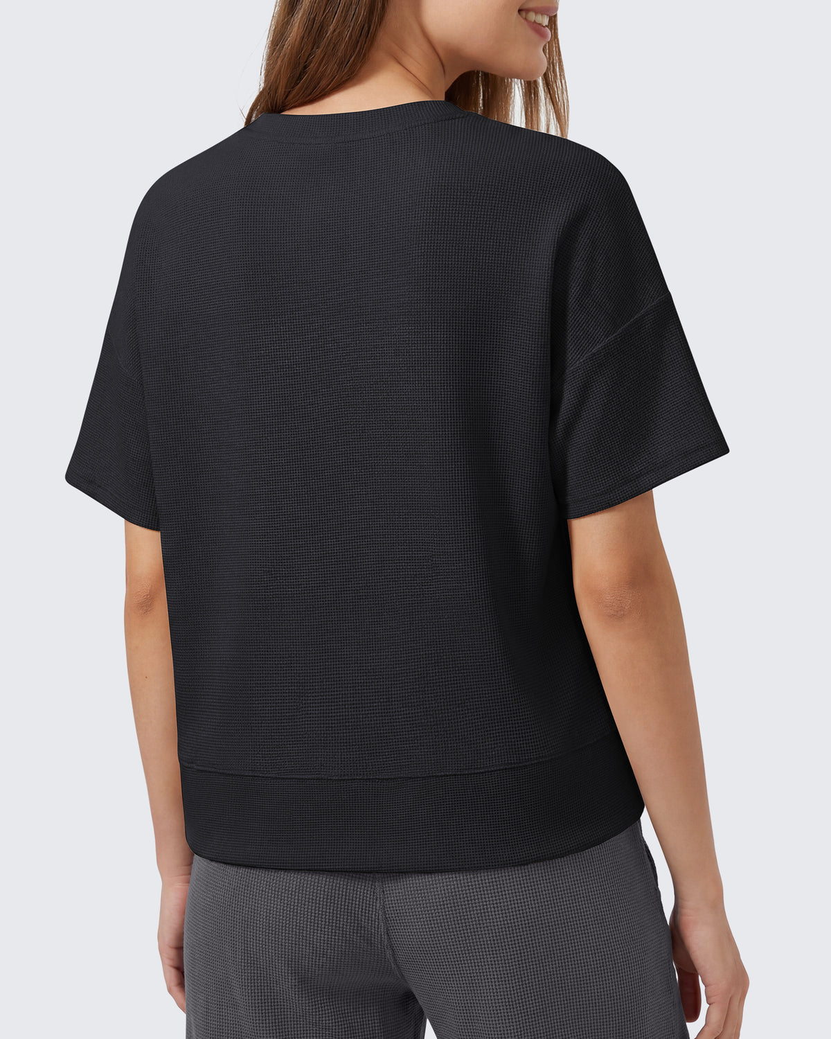G4Free - G4Free Soft Waffle Knit Crewneck Tee Breathable Loose Fit -GF26K1003A001A-S