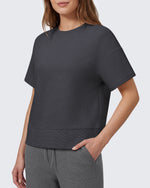 G4Free - G4Free Soft Waffle Knit Crewneck Tee Breathable Loose Fit -GF26K1003A001A-S