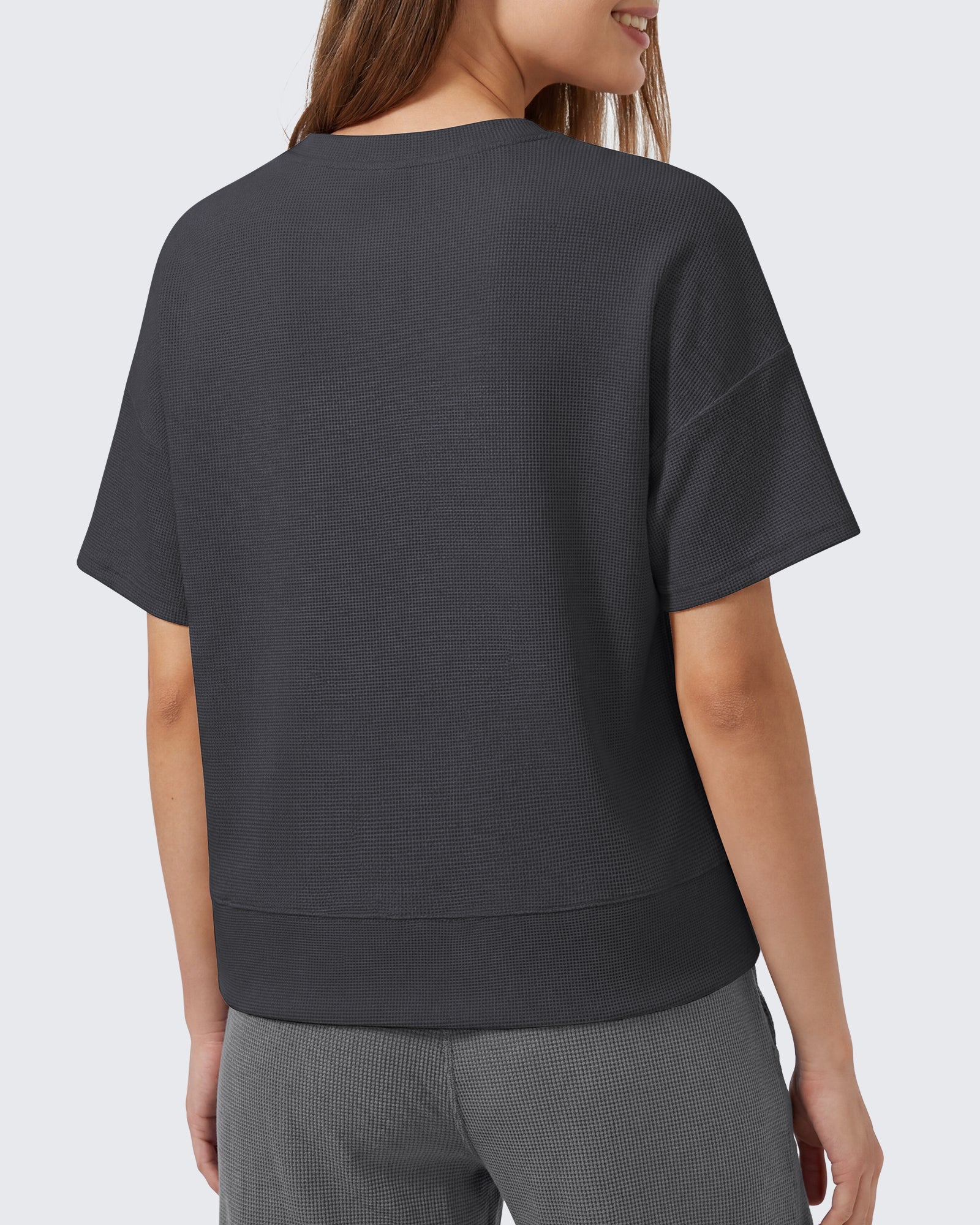 G4Free - G4Free Soft Waffle Knit Crewneck Tee Breathable Loose Fit -GF26K1003A001A-S