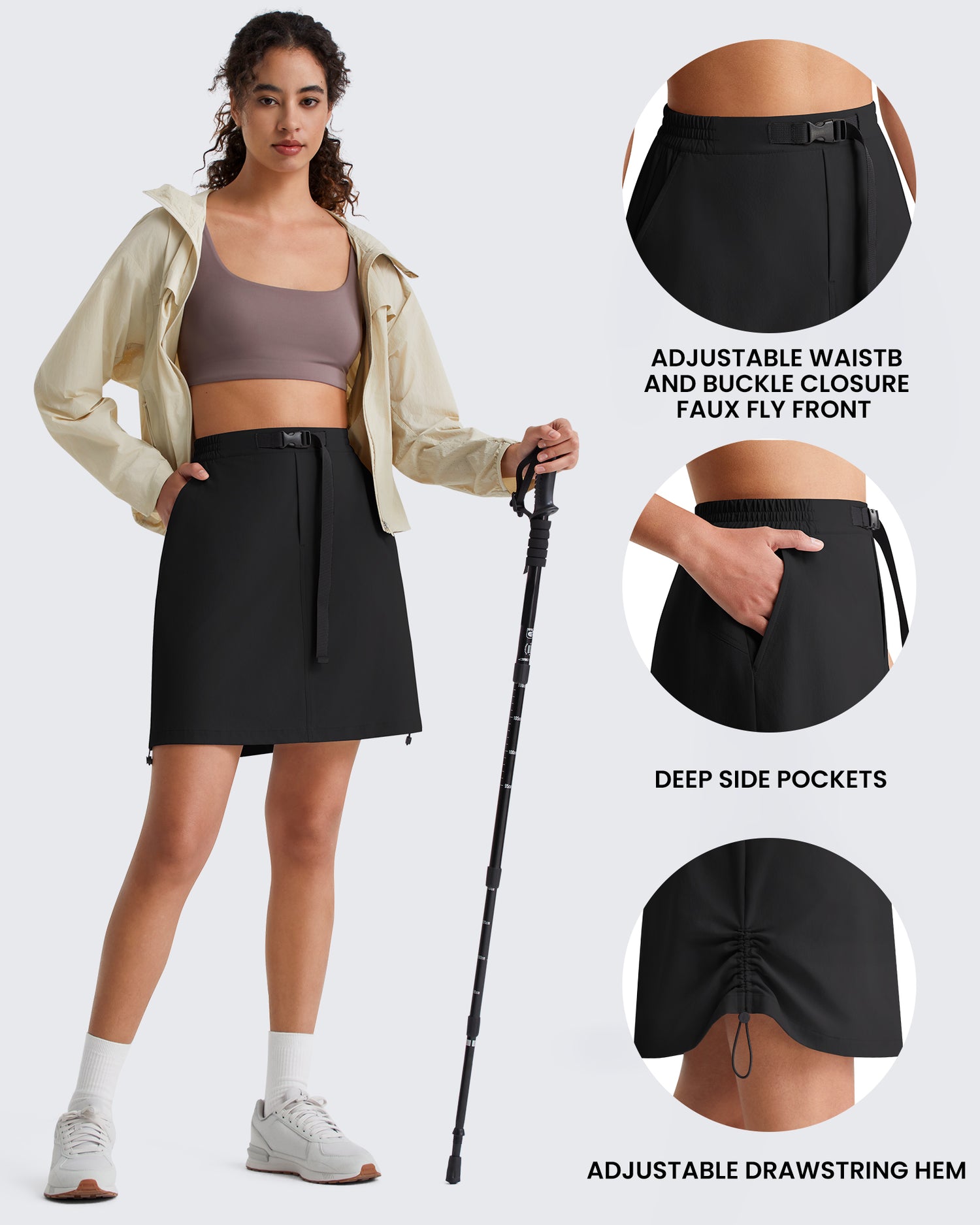 G4Free - G4Free Strowen 18" Hiking Cargo Skirt Elastic Waist 2 Pockets Quick Dry -GF26S953A001A-S
