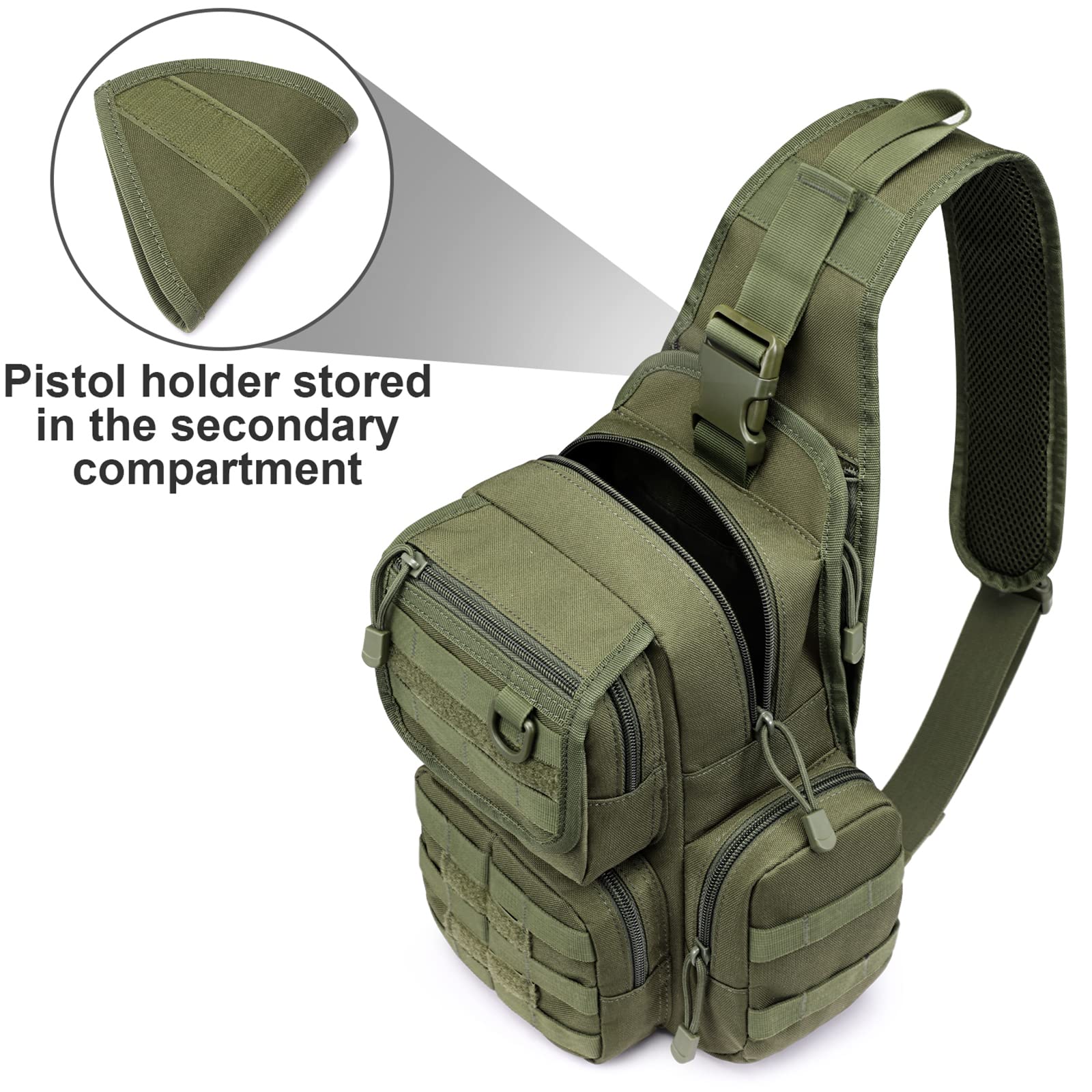 G4Free - G4Free Tactical EDC Sling Bag Pack with Pistol Holster -D02V666B