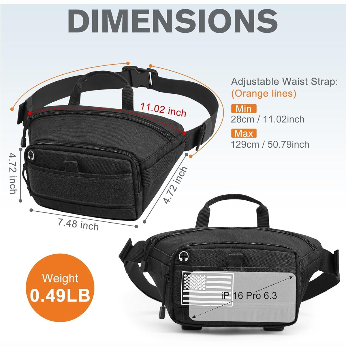 G4Free - G4Free Tactical Fanny Pack, Fashion Crossbody Bag Waist Packs -TN24B465B