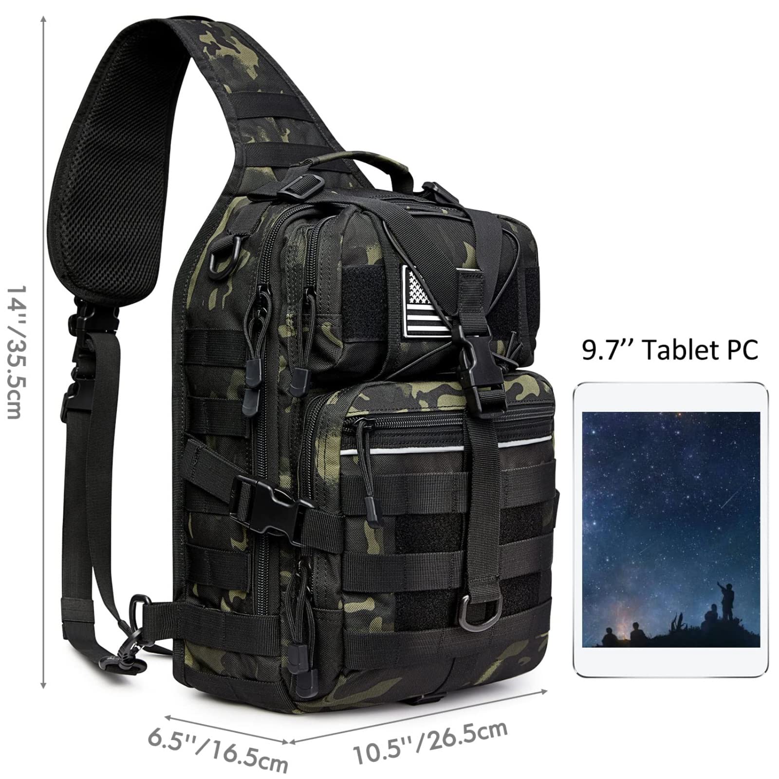 G4Free - G4Free Tactical Sling Backpack Big Molle EDC Assault Range Bag Pack Military Style for Concealed Carry -D02V676A