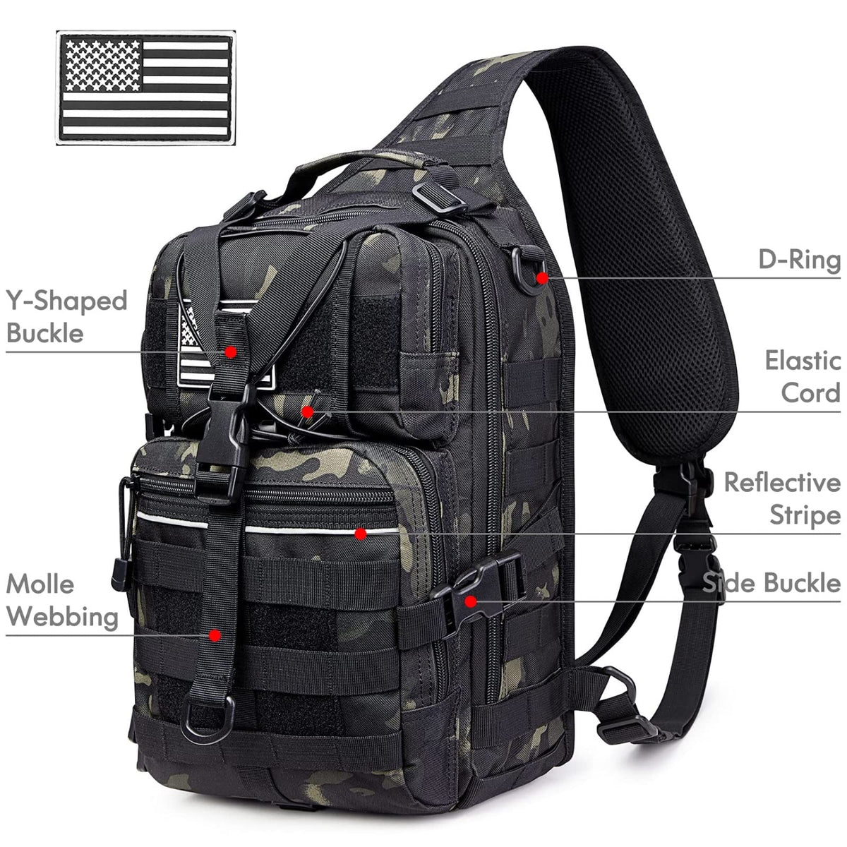 G4Free - G4Free Tactical Sling Backpack Big Molle EDC Assault Range Bag Pack Military Style for Concealed Carry -D02V676A