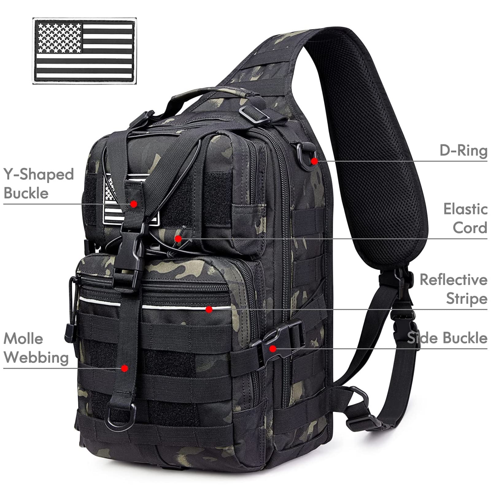 G4Free - G4Free Tactical Sling Backpack Big Molle EDC Assault Range Bag Pack Military Style for Concealed Carry -D02V676A