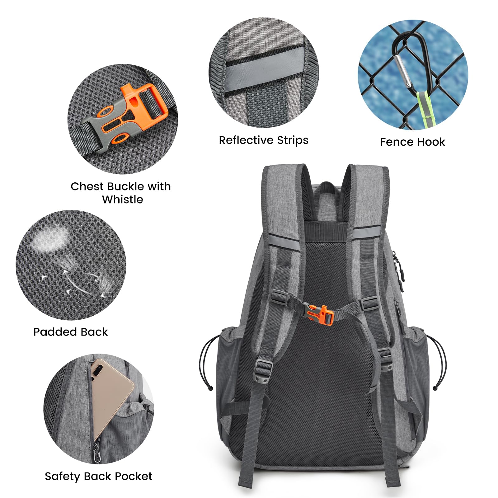 G4Free - G4Free Tennis Backpack Holds 4 Rackets with Shoe Compartment -TN24B327B