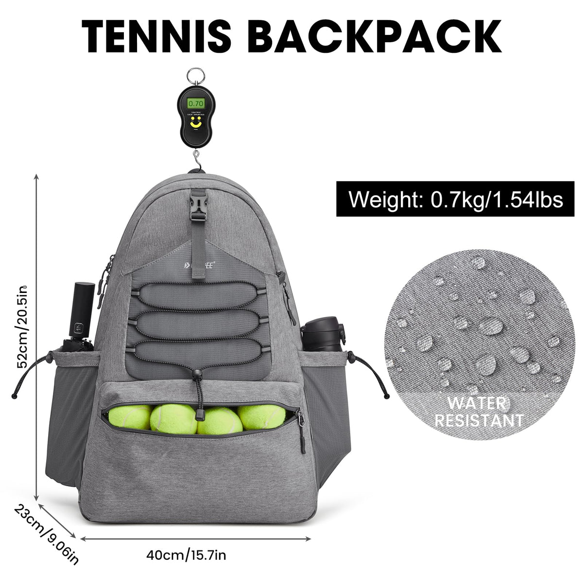 G4Free - G4Free Tennis Backpack Holds 4 Rackets with Shoe Compartment -TN24B327B