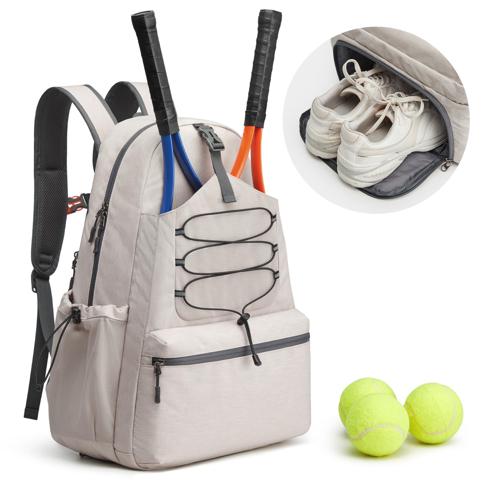 G4Free - G4Free Tennis Backpack Holds 4 Rackets with Shoe Compartment -TN24B327B