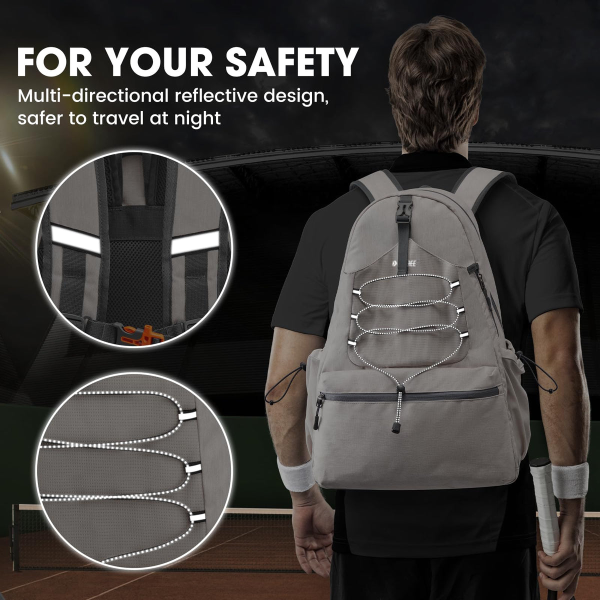 G4Free - G4Free Tennis Backpack Holds 4 Rackets with Shoe Compartment -TN24B327B