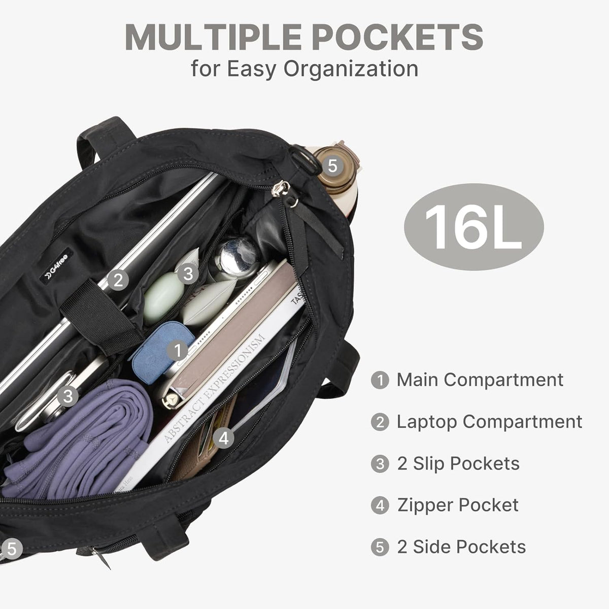 G4Free - G4Free Tote Bag, Lightweight Work Bag with 15" Laptop Pocket -TN25B533C