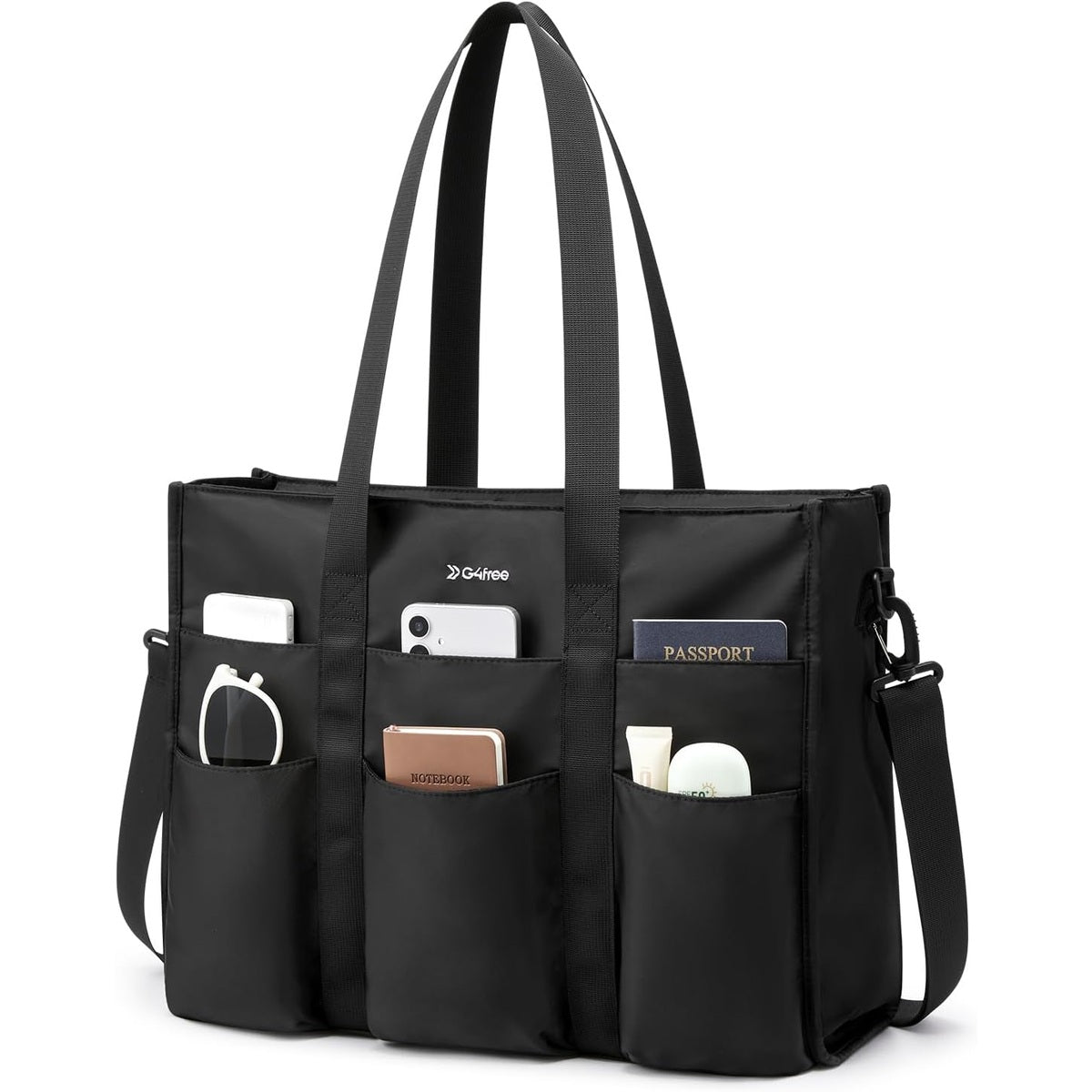 G4Free - G4Free Tote Bag, Multi-Compartment Large Capacity with Zipper Top Handle -TN24B476B